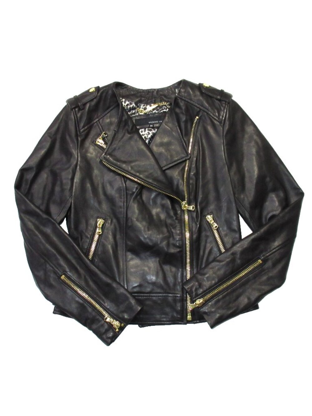 NWT Wilsons Leather Motorcycle Moto Jacket in Black XS